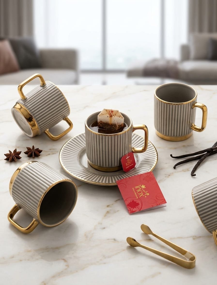 addox-vintage-textured-porcelain-tea-cup-saucer-with-gold-rim-and-ring-handle